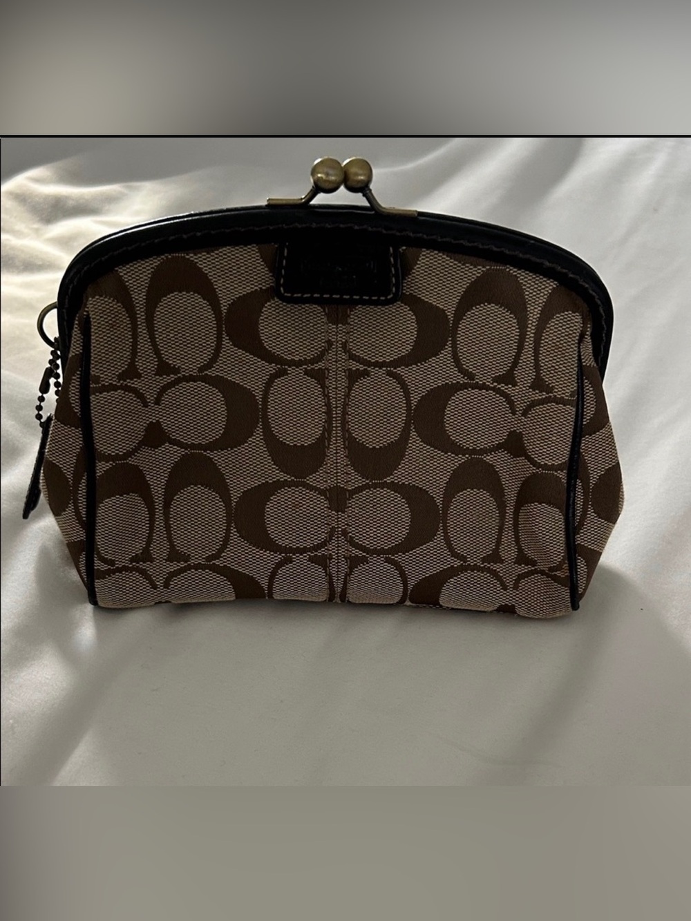 Coach Signature canvas kisslock pouch